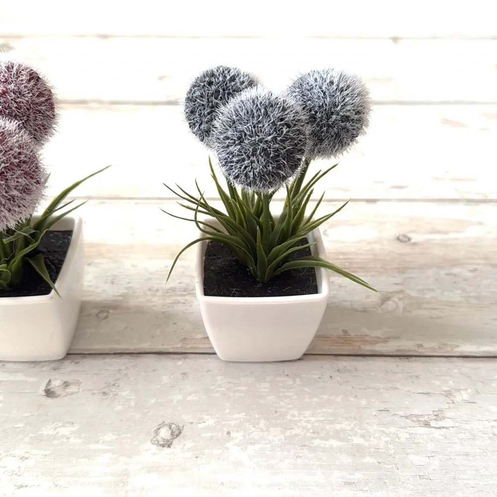 Potted Plants Artificial Flowers Home Decor Bundle Set of 3 Lot Blue Red Yellow
